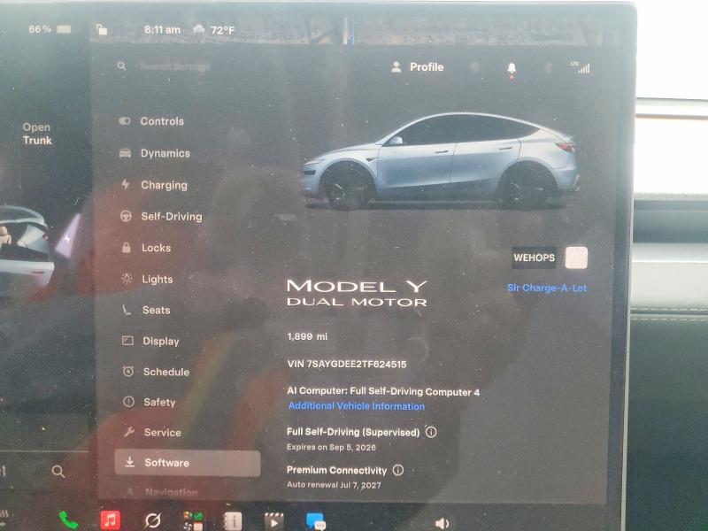 2026 Tesla Model y VIN 7SAYGDEE2TF624515 COPART salvage auction — REAR END, Ca - Salvage Certificate, sold $23,700 on 2026-09-15 (photo 9)