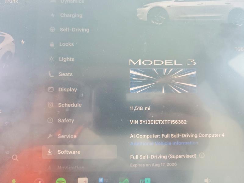 2026 Tesla Model 3 VIN 5YJ3E1ETXTF156382 COPART salvage auction — SIDE, CA - SALVAGE CERTIFICATE, sold $20,700 on 2026-09-21 (photo 9)
