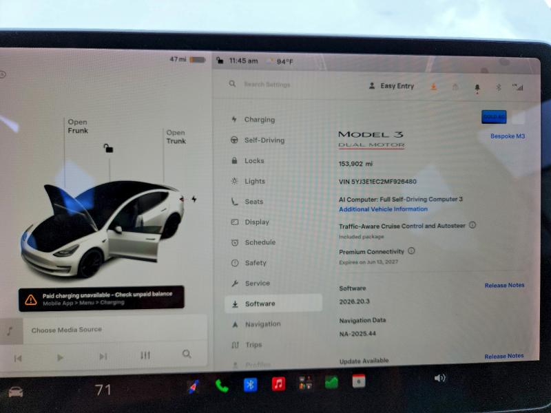 2021 Tesla Model 3 VIN 5YJ3E1EC2MF926480 COPART salvage auction — MINOR DENT/SCRATCHES, Fl - Cert Of Title-Rebuilt, sold $10,000 on 2026-08-28 (photo 9)