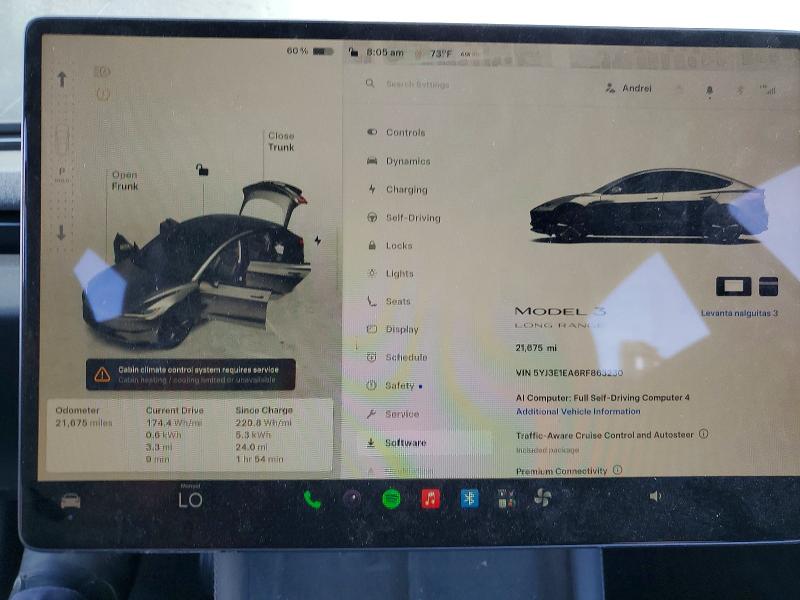 2024 Tesla Model 3 VIN 5YJ3E1EA6RF863230 COPART salvage auction — FRONT END, CA, sold $11,100 on 2026-10-15 (photo 9)