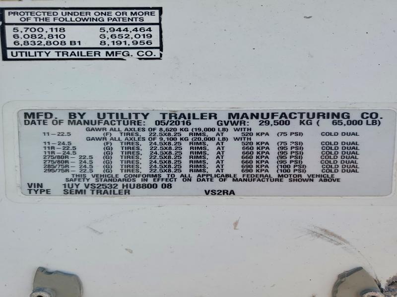 2017 Utility Vs2ra VIN 1UYVS2532HU880008 COPART salvage auction — ROLLOVER, NE - CERT OF TITLE-SALVAGE, sold $16,400 on 2026-10-15 (photo 8)