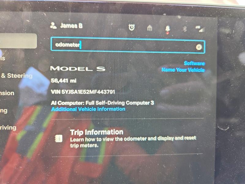 2021 Tesla Model s VIN 5YJSA1E52MF443791 COPART salvage auction — FRONT END, Nv - Salvage Title, sold $14,600 on 2026-10-08 (photo 9)