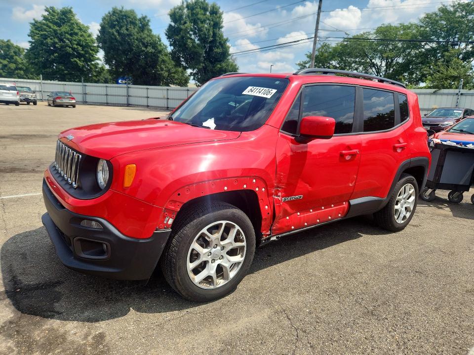 2018 Jeep Renegade VIN ZACCJBBB5JPH12715 COPART salvage auction — FRONT END, Oh - Cert Of Title-Salvage, sold $3,050 on 2026-08-14 (photo 1)