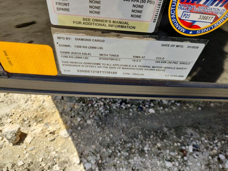 2026 Diamond cargo VIN 53NBE1218T1118189 COPART salvage auction — NORMAL WEAR, BS, sold $3,500 on 2026-09-18 (photo 9)
