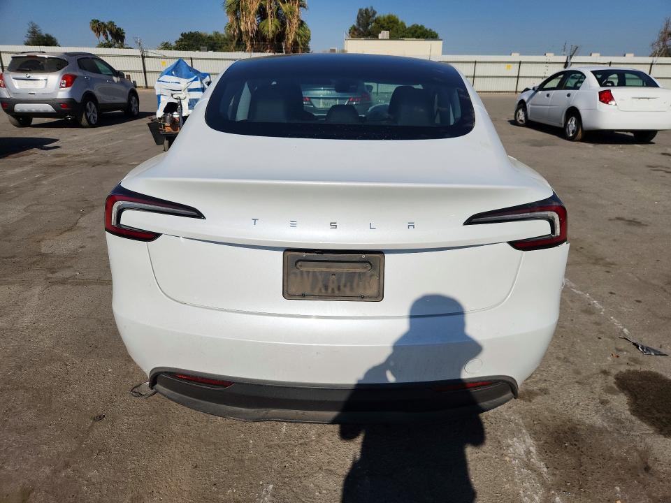 2025 Tesla Model 3 VIN 5YJ3E1EAXSF078800 COPART salvage auction — FRONT END, Ca - Salvage Certificate, sold $6,100 on 2026-10-02 (photo 6)