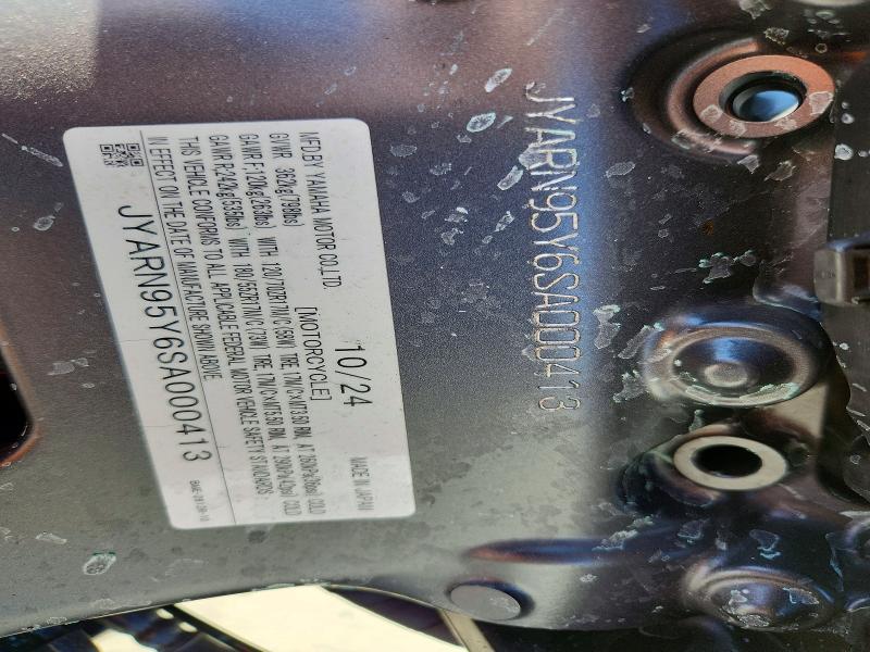 2025 Yamaha VIN JYARN95Y6SA000413 COPART salvage auction — REAR END, Ca - Salvage Certificate, sold $7,000 on 2026-08-20 (photo 9)