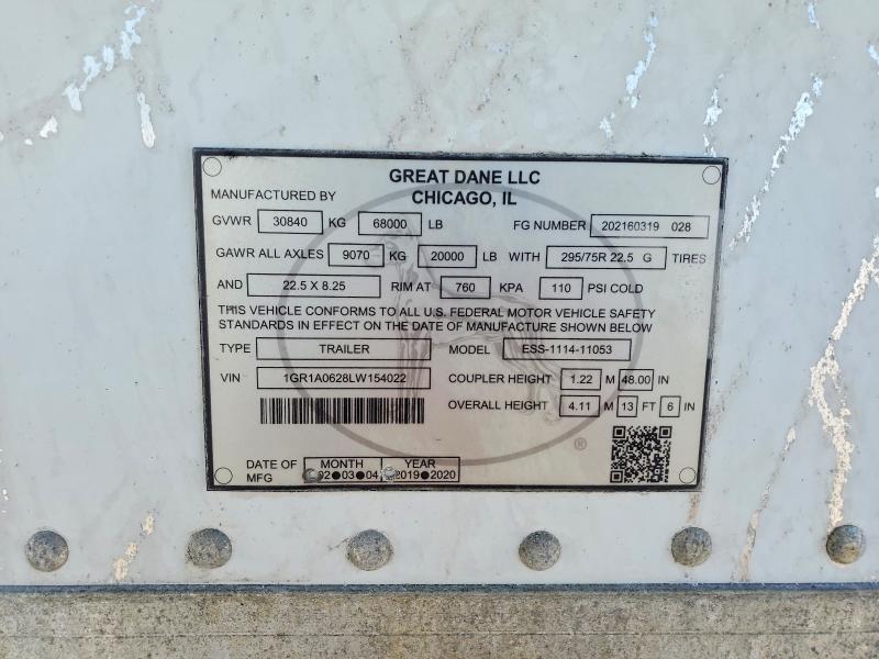 2020 Great Trailer VIN 1GR1A0628LW154022 COPART salvage auction — Burn Engine, NE - CERT OF TITLE-SALVAGE, sold $5,800 on 2026-09-08 (photo 8)