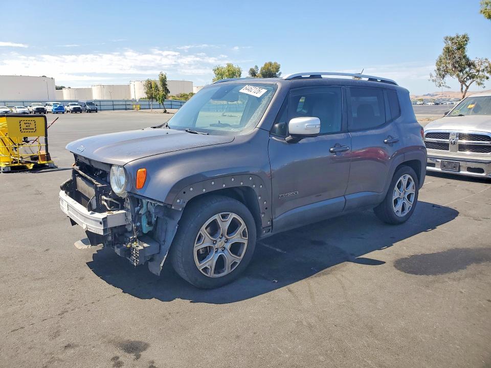 2016 Jeep Renegade VIN ZACCJADT2GPC73918 COPART salvage auction — FRONT END, Ca - Salvage Certificate, sold $1,750 on 2026-08-17 (photo 1)