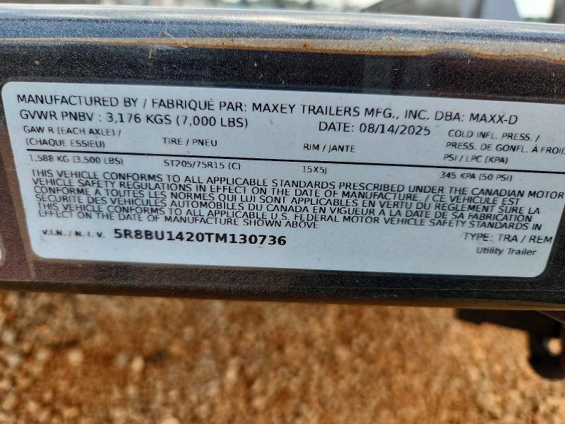 2026 Maxx d Unknown VIN 5R8BU1420TM130736 COPART salvage auction — NORMAL WEAR, TN - CERTIFICATE OF TITLE (P), sold $600 on 2026-09-02 (photo 9)
