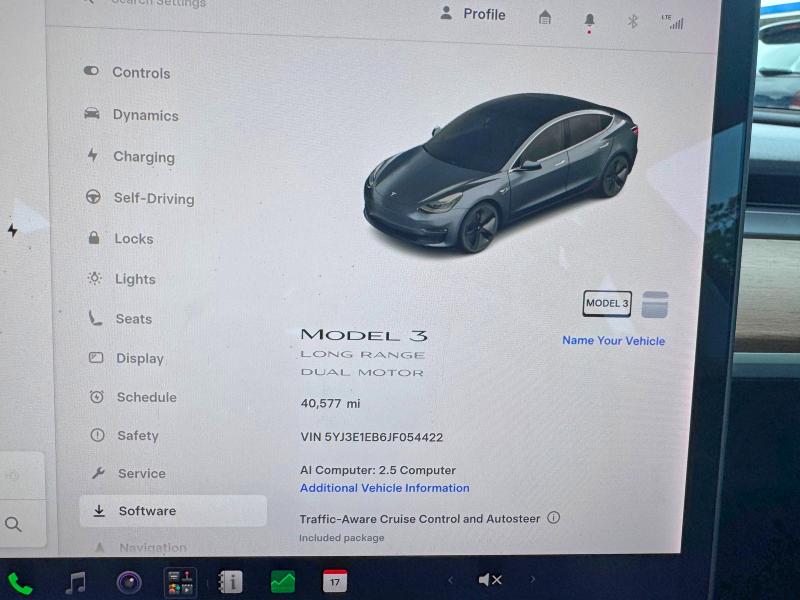 2018 Tesla Model 3 VIN 5YJ3E1EB6JF054422 COPART salvage auction — NORMAL WEAR, MA - CERTIFICATE OF TITLE (P), sold $10,500 on 2026-08-27 (photo 8)