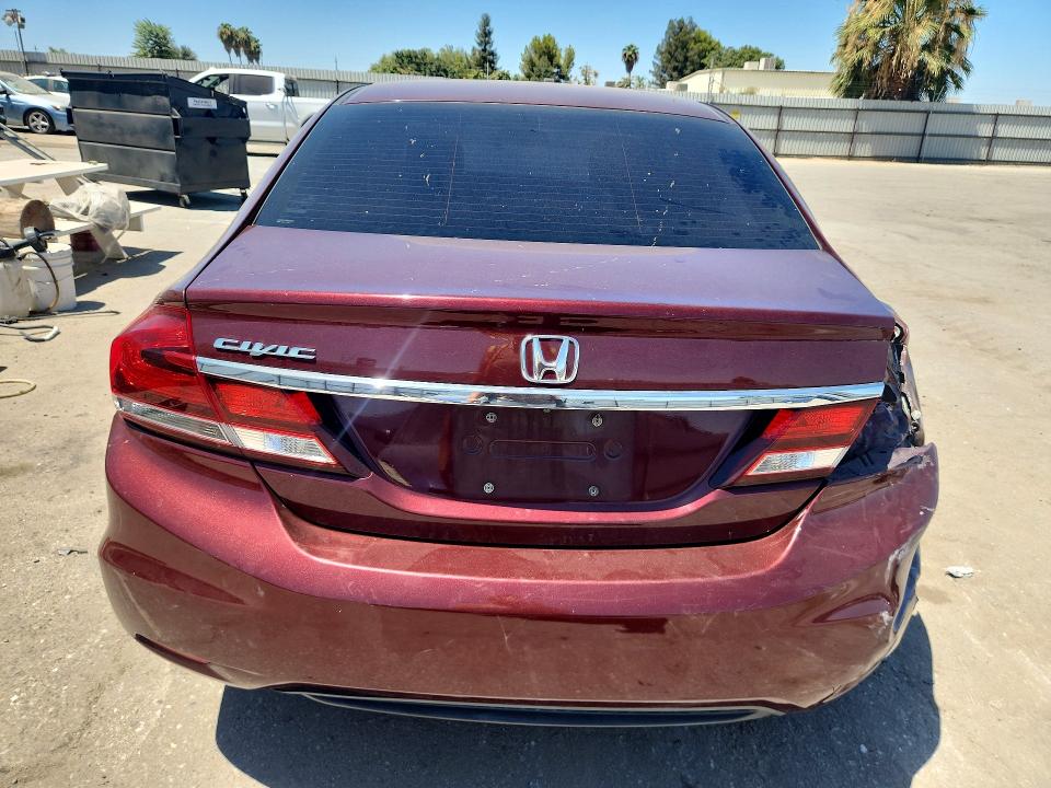 2015 Honda Civic VIN 19XFB2F5XFE704029 COPART salvage auction — REAR END, Ca - Salvage Certificate, sold $1,100 on 2026-08-21 (photo 6)