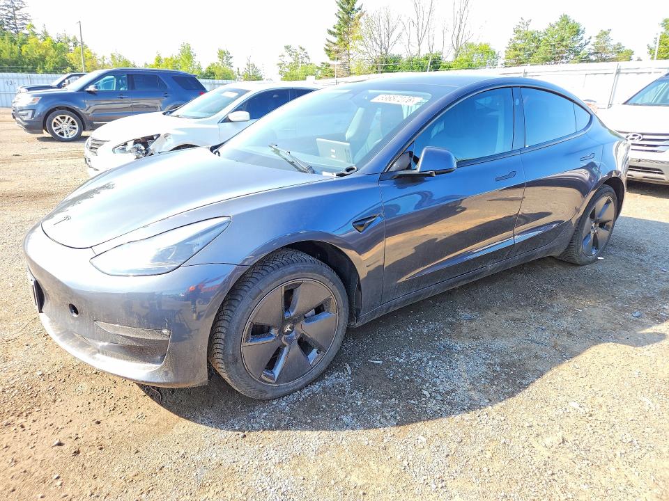 2023 Tesla Model 3 VIN 5YJ3E1EA2PF508682 COPART salvage auction — SIDE, ON - PERMIT NO BRAND - UNFIT, sold $8,600 on 2026-08-25 (photo 1)