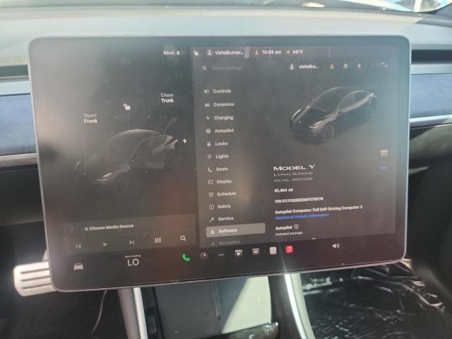 2021 Tesla Model y VIN 5YJYGDEE0MF076576 COPART salvage auction — FRONT END, Fl - Certificate Of Destruction, sold $7,600 on 2026-07-27 (photo 9)
