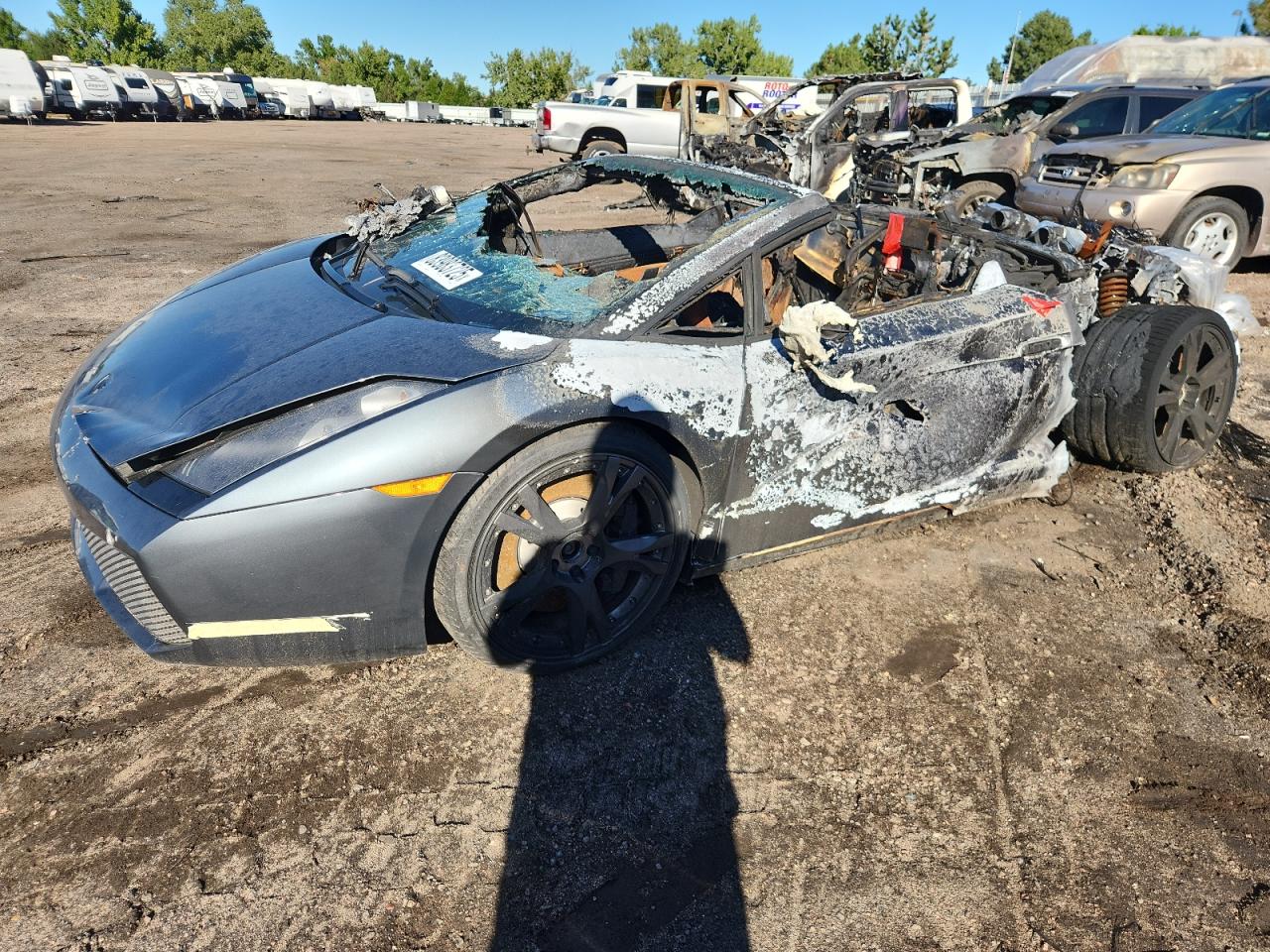2007 Lamborghini Gallardo VIN ZHWGU22T37LA04553 COPART salvage auction — Burn, CO - SALVAGE TITLE, sold $8,600 on 2025-10-29 (photo 1)
