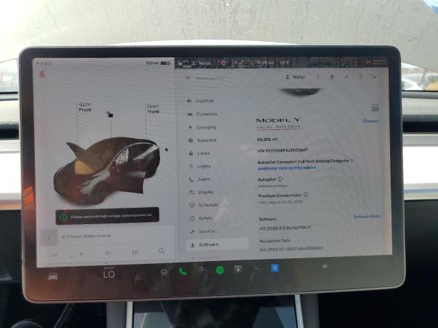 2020 Tesla Model y VIN 5YJYGDEF5LF001847 COPART salvage auction — FRONT END, Salvage Title, sold $8,400 on 2026-07-15 (photo 9)