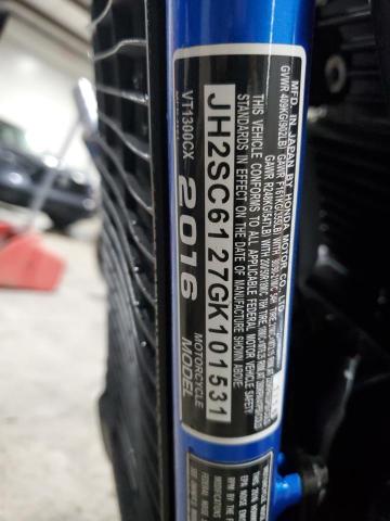 2016 Honda Vt1300 VIN JH2SC6127GK101531 COPART salvage auction — ALL OVER, PA - CERTIFICATE OF SALVAGE, sold $2,150 on 2026-07-22 (photo 9)