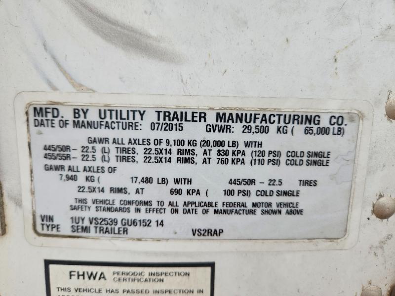 2016 Utility tr VIN 1UYVS2539GU615214 COPART salvage auction — MINOR DENT/SCRATCHES, AR - CERTIFICATE OF TITLE, sold $1,450 on 2026-10-06 (photo 8)