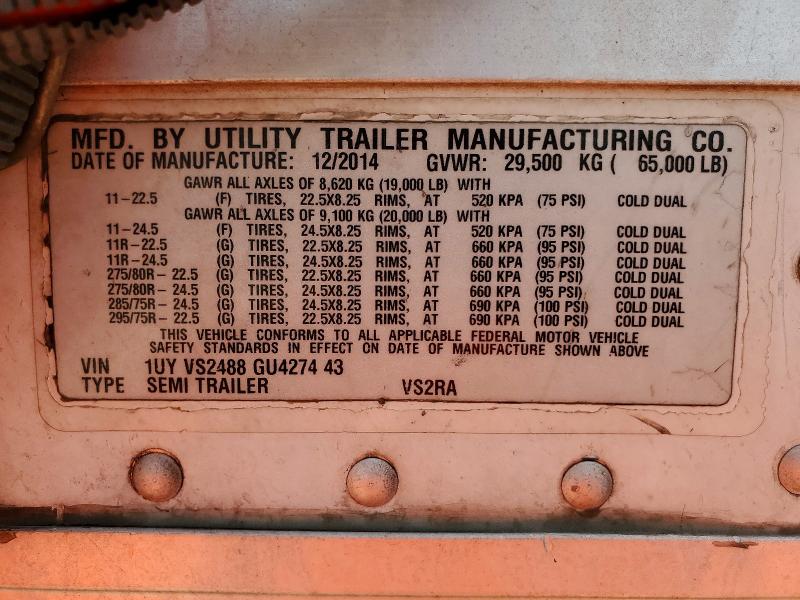 2016 Utility trailer mfg Trailer VIN 1UYVS2488GU427443 COPART salvage auction — SIDE, IL - CERTIFICATE OF TITLE (P), sold $1,600 on 2026-10-06 (photo 9)