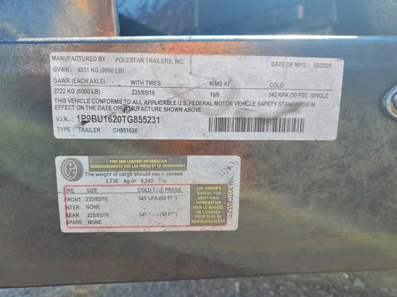 2026 Polestar Unknown VIN 1P9BU1620TG855231 COPART salvage auction — Normal Wear, TN - DIS/DLR/EXP ONLY CLEAN TITLE (P), sold $2,150 on 2026-10-08 (photo 9)