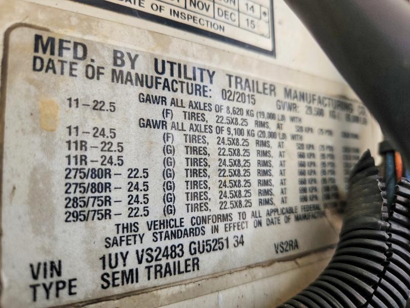 2016 Utility trailer mfg VIN 1UYVS2483GU525134 COPART salvage auction — MINOR DENT/SCRATCHES, IL - CERTIFICATE OF TITLE (P), sold $3,500 on 2026-09-29 (photo 9)