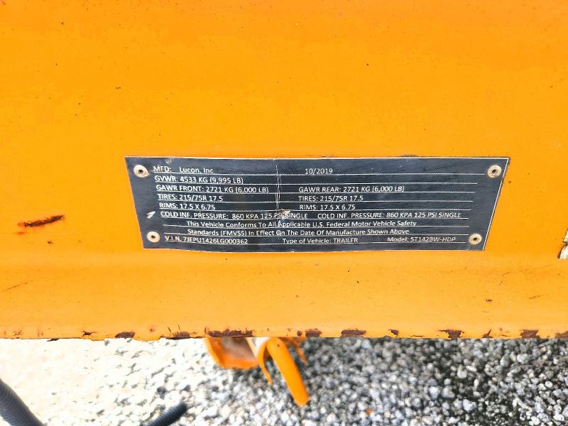 2020 Utility Trailer Manufacture Trailers VIN 7JEPU1426LG000362 COPART salvage auction — REAR END, SC - CERTIFICATE OF TITLE, sold $80 on 2026-09-22 (photo 8)