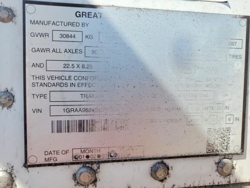 2016 Great dane trailers VIN 1GRAA9624GB701031 COPART salvage auction — FRONT END, OK - CERTIFICATE OF TITLE (P), sold $1,200 on 2026-10-06 (photo 8)