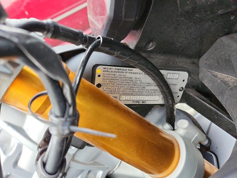 2024 Aprilia Rs VIN ZD4KSUG05RS002834 COPART salvage auction — ROLLOVER, Pa - Certificate Of Salvage, sold $2,250 on 2026-09-30 (photo 9)
