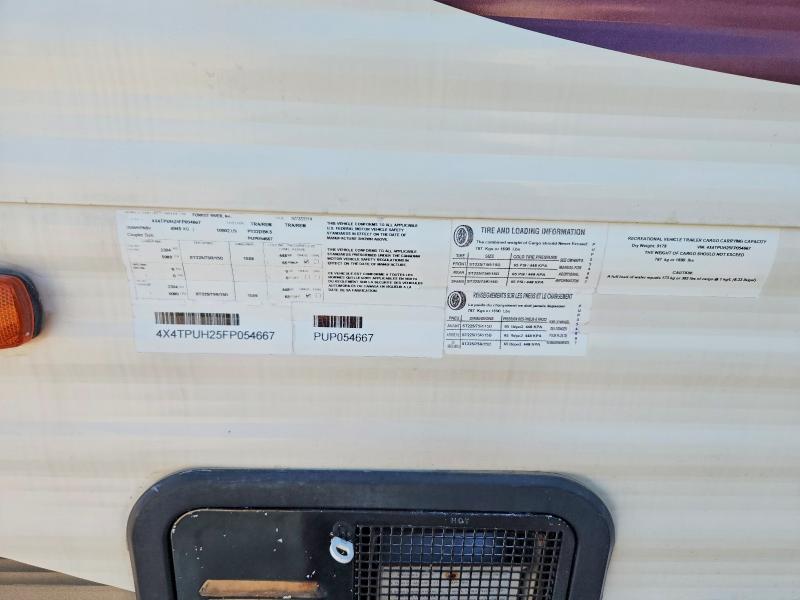 2015 Forest river Puma VIN 4X4TPUH25FP054667 COPART salvage auction — NORMAL WEAR, TX - CERTIFICATE OF TITLE (P), sold $8,700 on 2026-09-22 (photo 9)