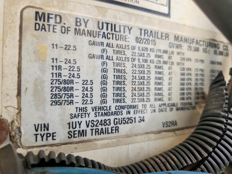 2016 Utility trailer mfg VIN 1UYVS2483GU525134 COPART salvage auction — MINOR DENT/SCRATCHES, IL - CERTIFICATE OF TITLE (P), sold $3,500 on 2026-09-29 (photo 8)