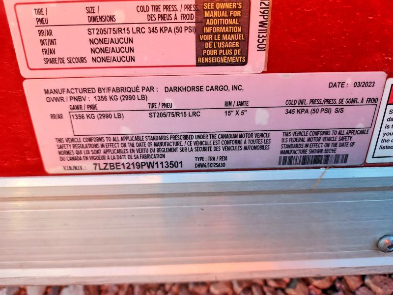 2023 Other Utility VIN 7LZBE1219PW113501 COPART salvage auction — ROOF, IA - BILL OF SALE, sold $80 on 2026-09-29 (photo 8)
