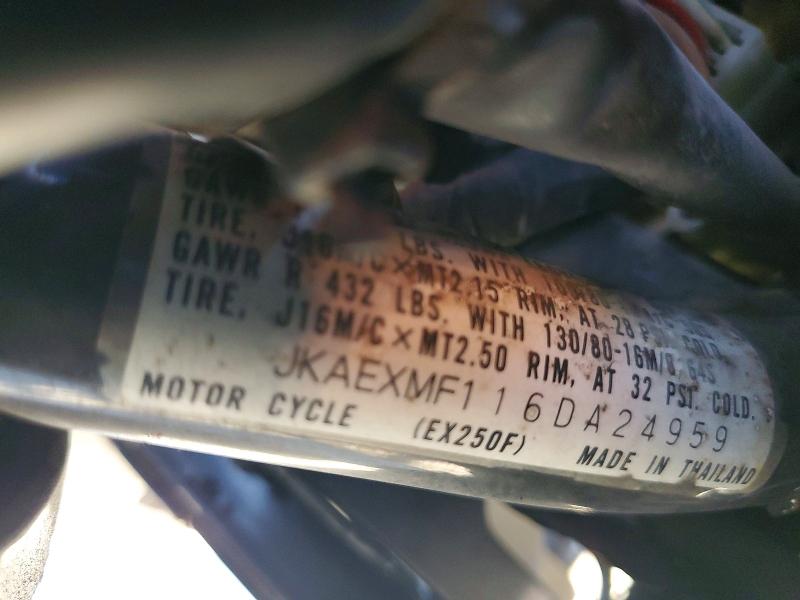 2006 Kawasaki Ninja VIN JKAEXMF116DA24959 COPART salvage auction — MECHANICAL, Ca - Dis/Dlr/Exp Only Clean Title, sold $50 on 2026-09-25 (photo 9)
