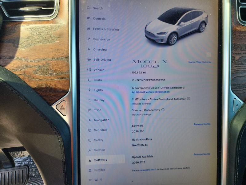 2017 Tesla Model x VIN 5YJXCBE27HF059233 COPART salvage auction — UNDERCARRIAGE, Salvage Title, sold $12,300 on 2026-10-20 (photo 9)
