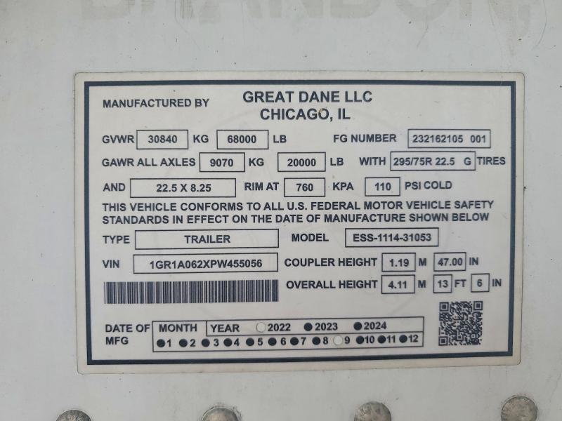 2023 Great dane Unknown VIN 1GR1A062XPW455056 COPART salvage auction — UNDERCARRIAGE, IN - CERT OF TITLE-SALVAGE TITLE, sold $4,000 on 2026-09-24 (photo 8)