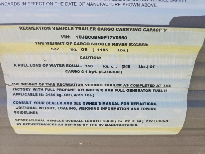 2023 Jayc VIN 1UJBC0BN9P17V0560 COPART salvage auction — SIDE, TX - SALVAGE VEHICLE TITLE, sold $2,550 on 2026-10-01 (photo 9)