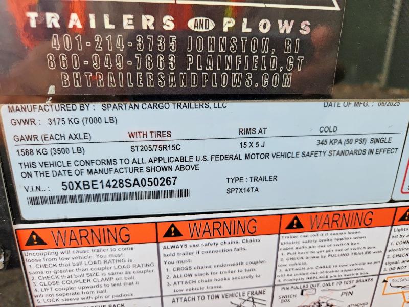 2025 Spartan cargo Unknown VIN 50XBE1428SA050267 COPART salvage auction — MINOR DENT/SCRATCHES, TN - CERTIFICATE OF TITLE (P), sold $2,400 on 2026-10-09 (photo 8)