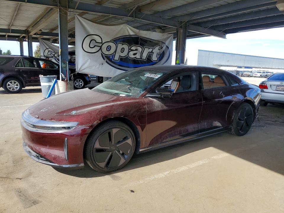 2025 Lucid motors Air VIN 50EA1TEA6SA017057 COPART salvage auction — SIDE, CA - SALVAGE CERTIFICATE, sold $14,300 on 2026-10-13 (photo 1)