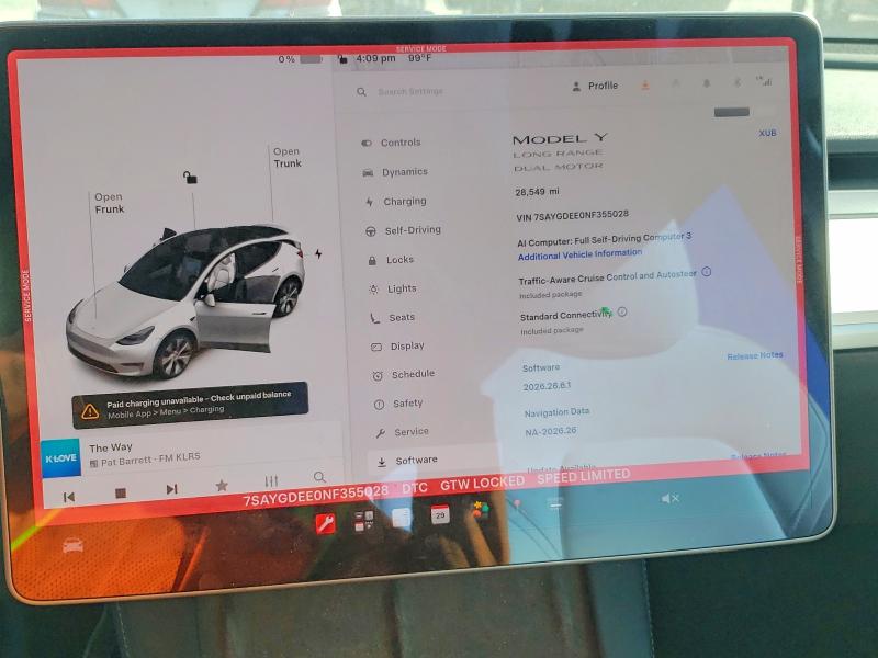 2022 Tesla Model y VIN 7SAYGDEE0NF355028 COPART salvage auction — REAR END, CA - SALVAGE CERTIFICATE, sold $12,400 on 2026-10-08 (photo 9)