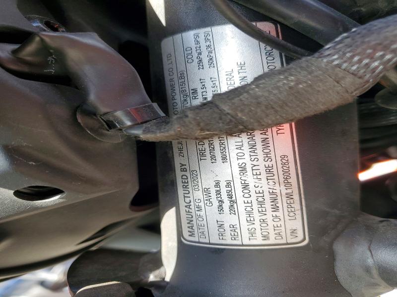 2023 Cfmoto VIN LCEPEWL10P6002829 COPART salvage auction — MINOR DENT/SCRATCHES, Ca - Salvage Certificate, sold $550 on 2026-10-08 (photo 9)