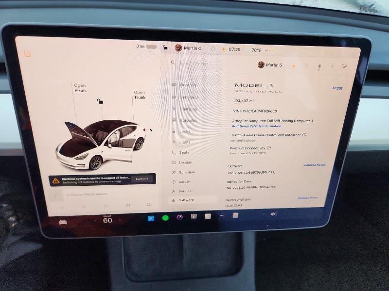 2021 Tesla Model 3 VIN 5YJ3E1EA8MF028836 COPART salvage auction — MINOR DENT/SCRATCHES, CA - DIS/DLR/EXP ONLY CLEAN TITLE, sold $5,700 on 2026-10-07 (photo 9)