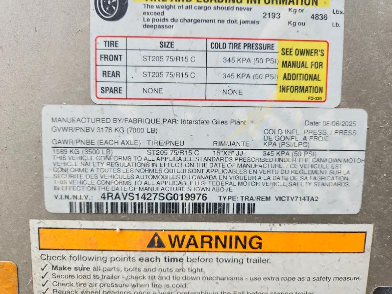 2025 Interstate Enclosed c VIN 4RAVS1427SG019976 COPART salvage auction — FRONT END, CT, sold $1,500 on 2026-10-02 (photo 9)