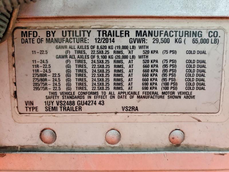 2016 Utility trailer mfg Trailer VIN 1UYVS2488GU427443 COPART salvage auction — SIDE, IL - CERTIFICATE OF TITLE (P), sold $1,600 on 2026-10-06 (photo 8)