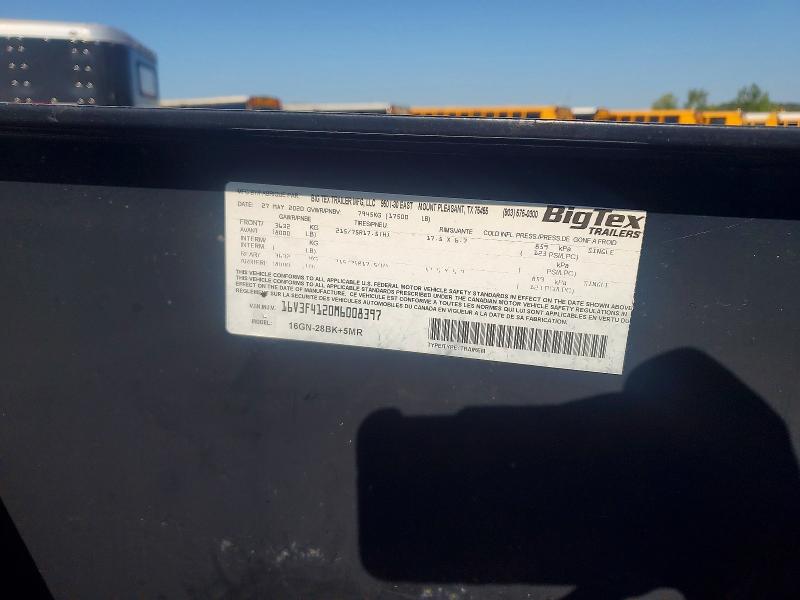 2021 Big tex Gooseneck flatbed VIN 16V3F4120M6008397 COPART salvage auction — FRONT END, MO - SALVAGE CERTIFICATE OF TITLE, sold $2,250 on 2026-10-08 (photo 8)