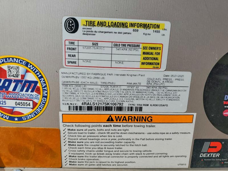 2025 Interstate Unknown VIN 4RALS1217SK106792 COPART salvage auction — ROOF, TN - CERTIFICATE OF TITLE (P), sold $1,250 on 2026-10-08 (photo 8)