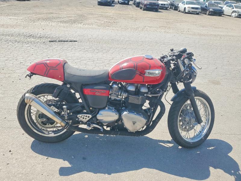 2012 Triumph motorcycle Thruxton VIN SMT920K19CT517695 COPART salvage auction — FRONT END, KS - CERT OF TITLE-SALVAGE, sold $675 on 2026-10-01 (photo 1)