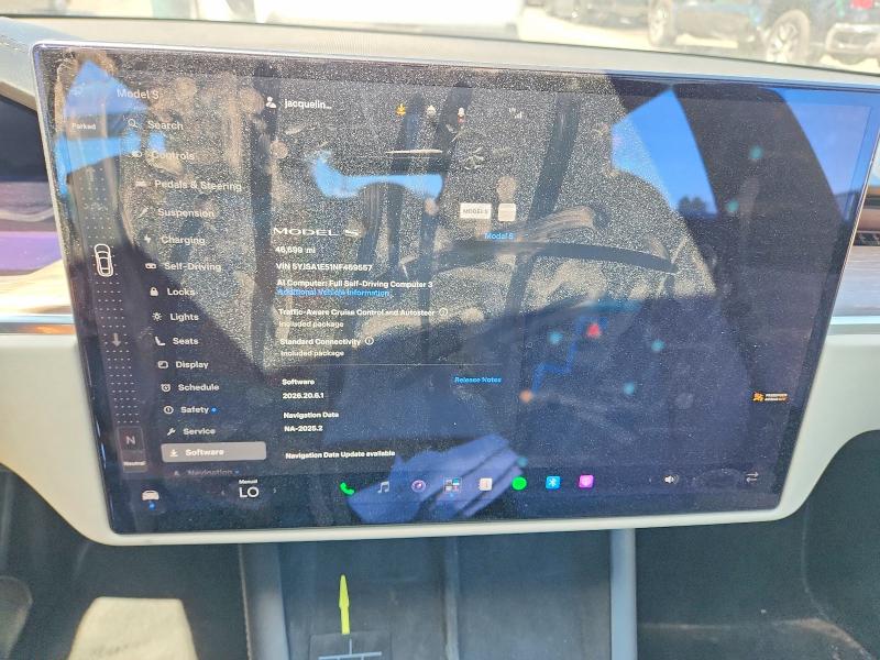 2022 Tesla Model s VIN 5YJSA1E51NF469557 COPART salvage auction — UNDERCARRIAGE, Ca - Salvage Certificate, sold $16,700 on 2026-09-29 (photo 9)