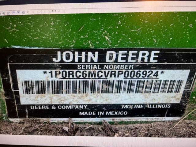 2024 John deer Rc6m VIN 1P0RC6MCVRP006924 COPART salvage auction — ALL OVER, NE - BILL OF SALE, sold $300 on 2026-09-11 (photo 1)