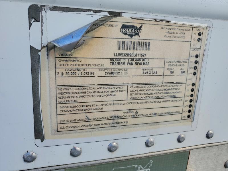 2014 Wabash Rfalhsa VIN 1JJV532B9EL811624 COPART salvage auction — FRONT END, PA - CERTIFICATE OF SALVAGE, sold $2,950 on 2026-10-22 (photo 9)