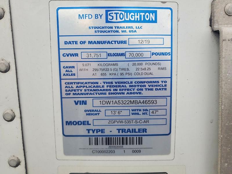 2021 Stou Trailer VIN 1DW1A5322MBA46593 COPART salvage auction — SIDE, IL - SALVAGE CERTIFICATE, sold $275 on 2026-10-22 (photo 8)