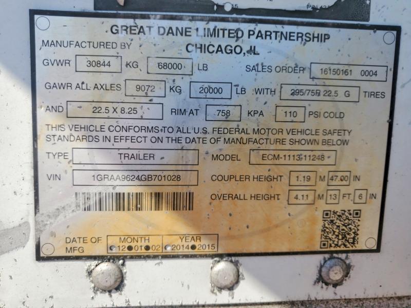 2016 Gdan VIN 1GRAA9624GB701028 COPART salvage auction — FRONT END, OK - CERTIFICATE OF TITLE (P), sold $300 on 2026-09-22 (photo 9)