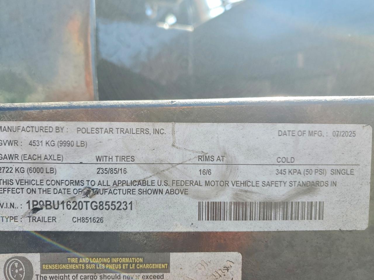 2026 Polestar Unknown VIN 1P9BU1620TG855231 COPART salvage auction — Normal Wear, TN - DIS/DLR/EXP ONLY CLEAN TITLE (P), sold $2,150 on 2026-10-08 (photo 8)